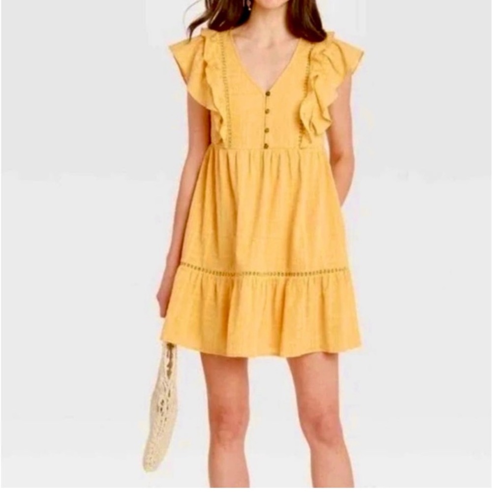 Knox Rose Casual Ruffle Button Front Dress
